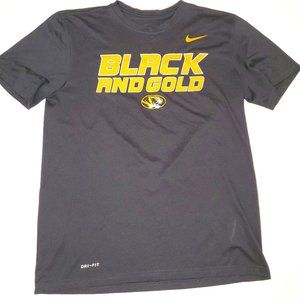 Men's Nike Dri-fit Black and Gold Mizzou MU Tigers silky t-shirt medium